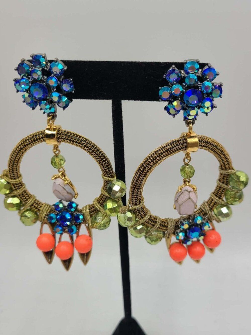 J Crew Vintage Oversize Boho Multi Color Earrings